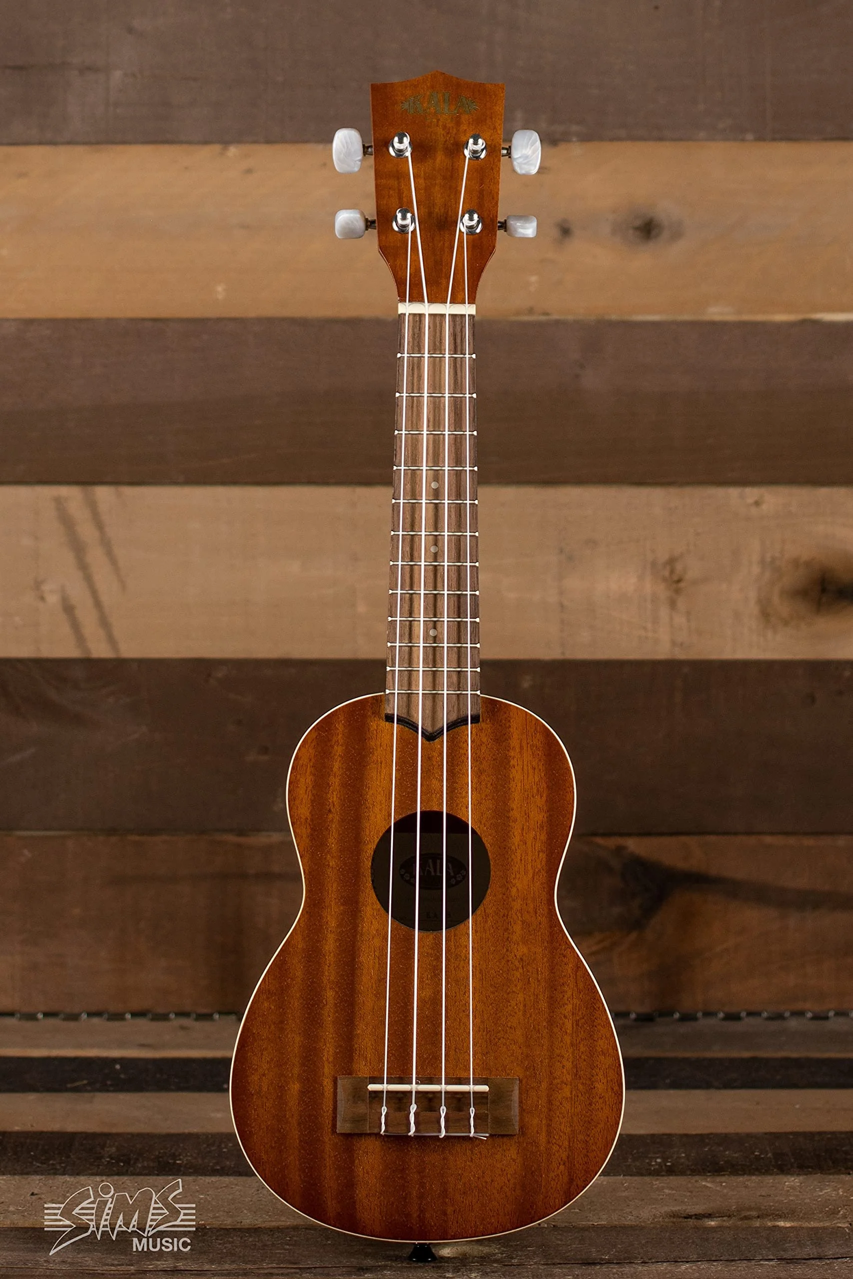 Kala Satin Mahogany Soprano Ukulele with White Binding (Brown) - Image 3