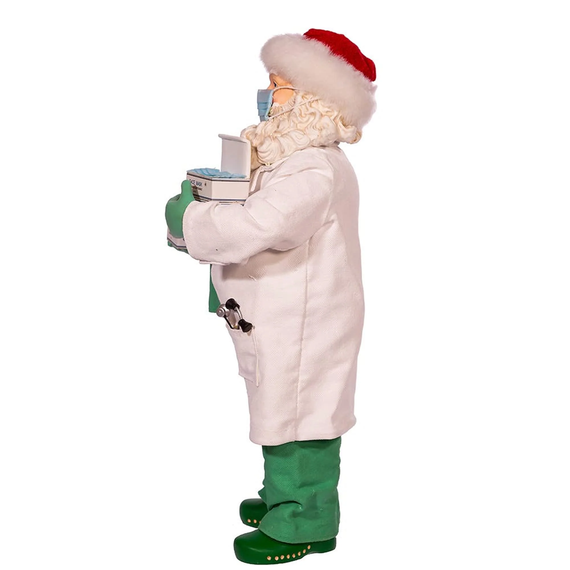 Kurt Adler 10.5-Inch Fabriche Santa Doctor in Scrubs Holding Boxes Of Masks, Multi-color, (FA0144) - Image 6