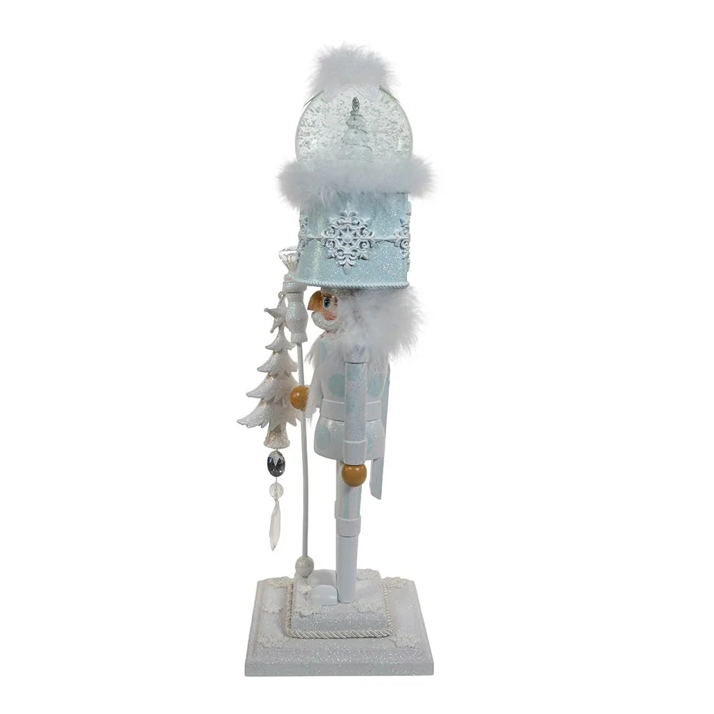 Kurt Adler Hollywood Nutcrackers Battery Operated Lit Animated Musical White Soldier Water Globes Hat Nutcracker - Image 4