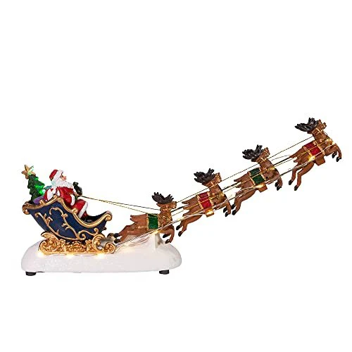 Kurt S. Adler Kurt Adler 7-Inch Battery-Operated LED Santa with Sleigh Table Piece, Multi - Image 3