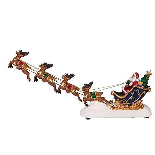 Kurt S. Adler Kurt Adler 7-Inch Battery-Operated LED Santa with Sleigh Table Piece, Multi - Image 5